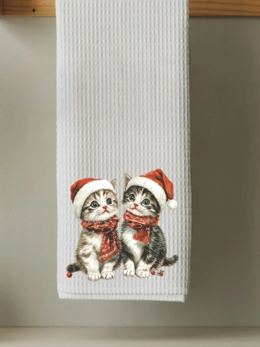 Christmas Kittens Holiday Decorative Kitchen Tea Towel